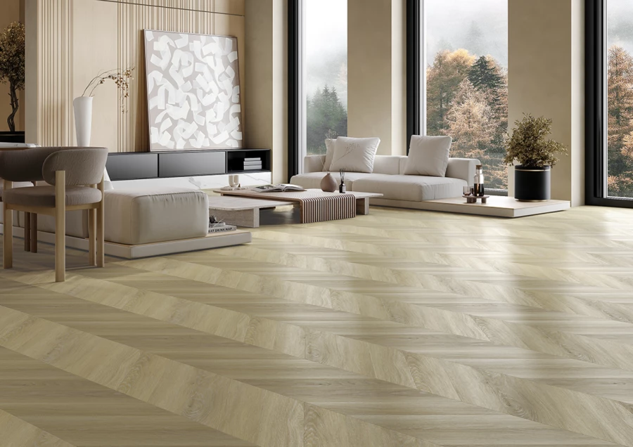 Chevron kalanruoto vinyylilattia Johannes Oak 45°