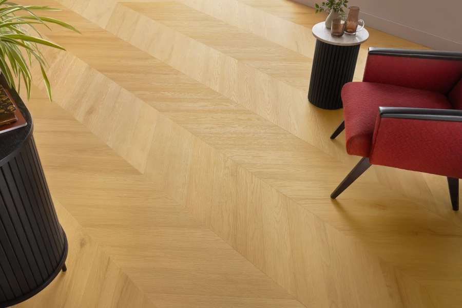 Chevron kalanruoto vinyylilattia Virgin Oak 45°